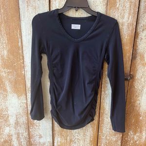 Athleta Women Black Ruched Travel Jersey T-Shirt Size Small
